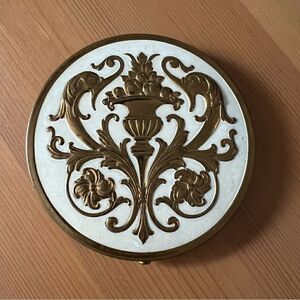 Vintage Compact Powder and Puff Rex Fifth Avenue - 1960's - Gold Plated Large